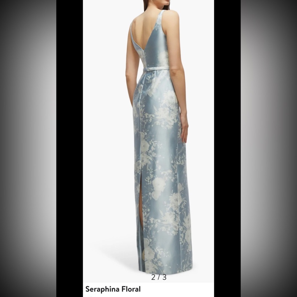 ALFRED SUNG Blue and White Floral Maxi Dress - Picture 2 of 10